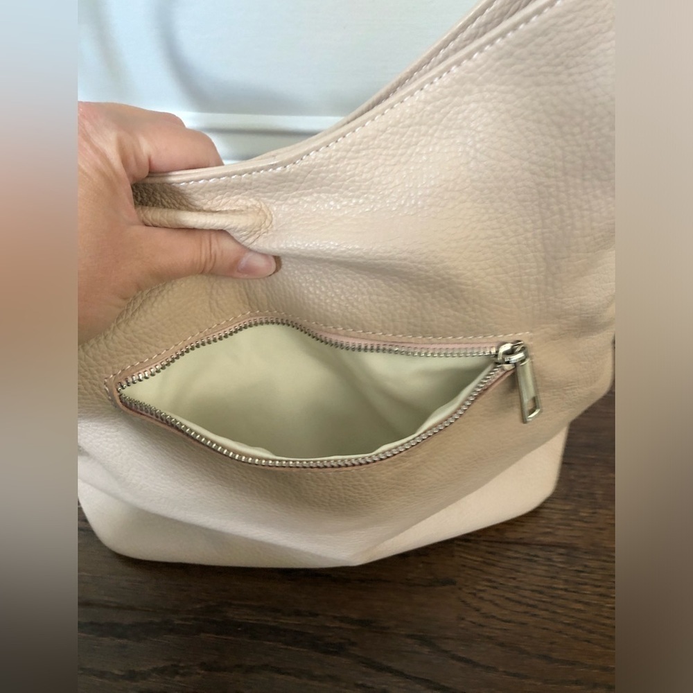 Vera Pelle Luisa Peachy Pink Genuine Italian Soft Leather Large Shoulder Bag - Picture 7 of 16